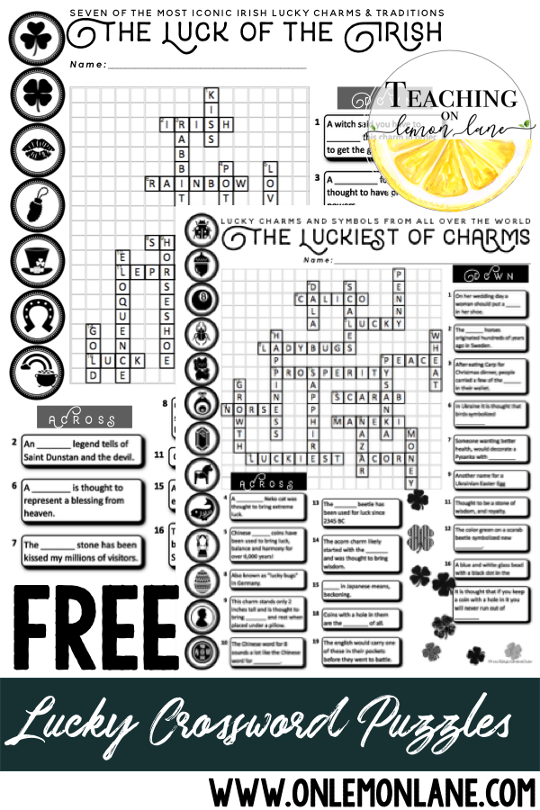 Free Luck of the Irish Lucky Charms Around the World Crossword Puzzles