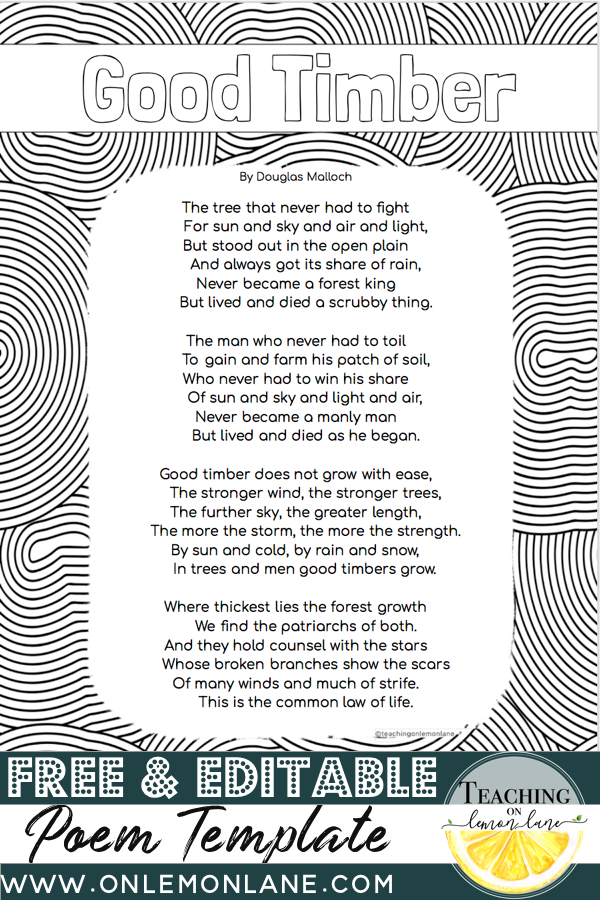 Free Poem Template For Student Planners