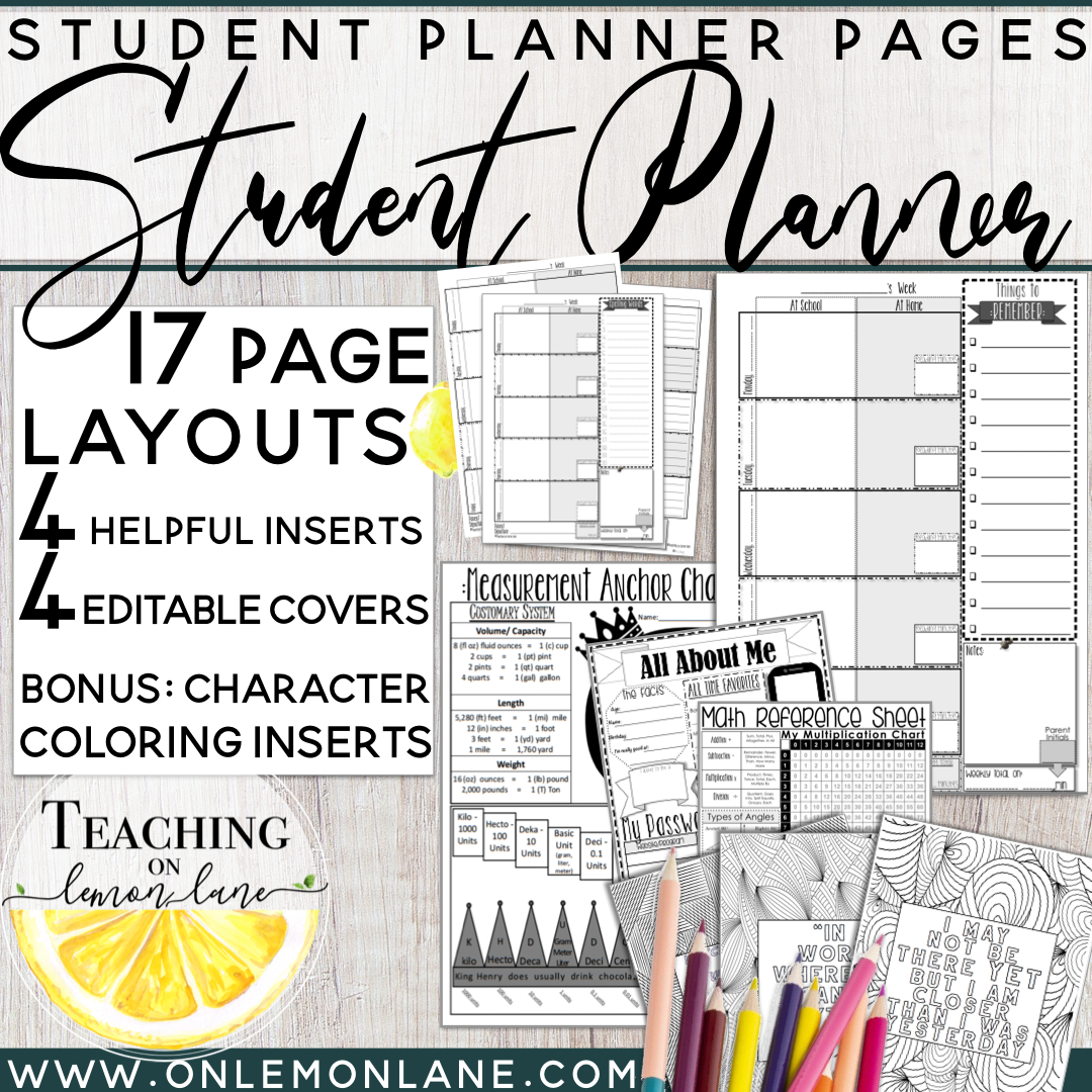 Fillable Weekly Planner, Student Agenda