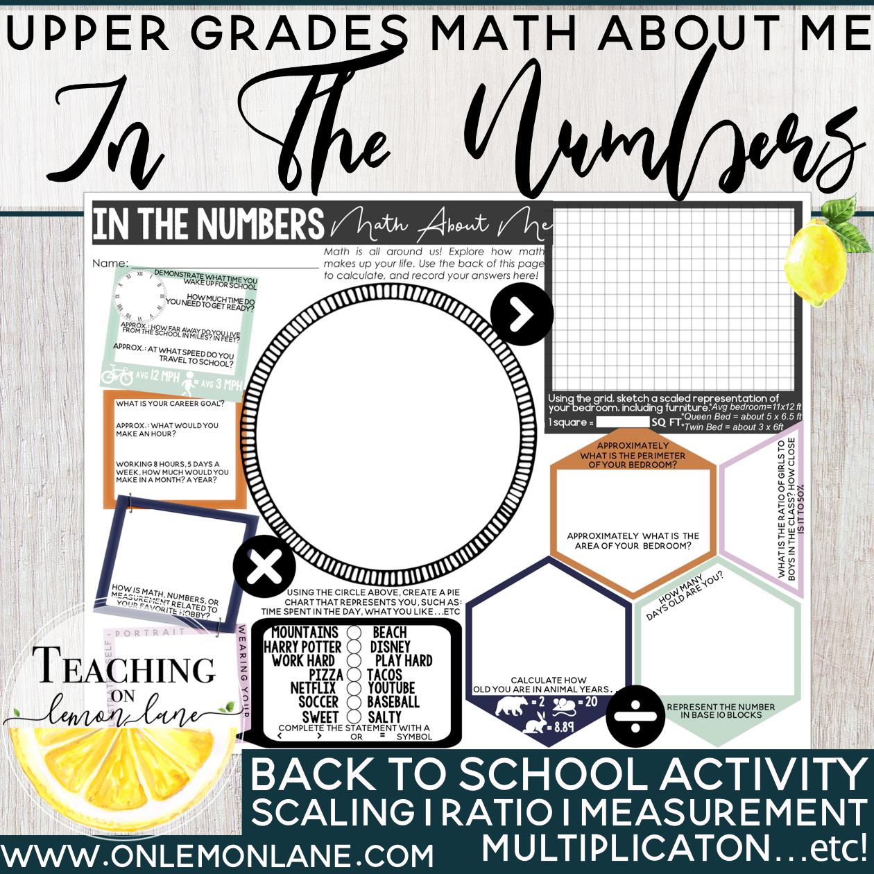Math About Me Upper Grades Activity Poster Back To School Math All 