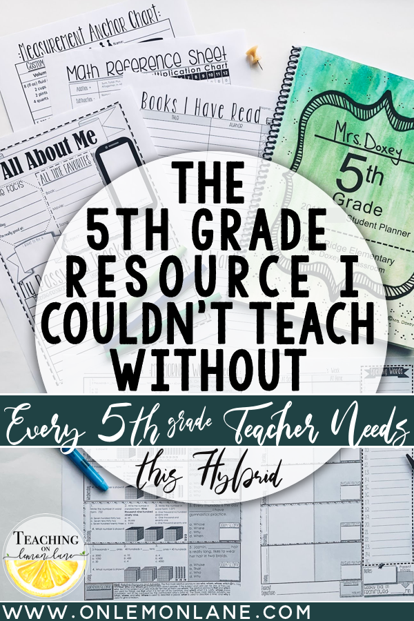 The Student Planner, Daily Math &ELA Workbook Every 5th Grade Teacher Needs