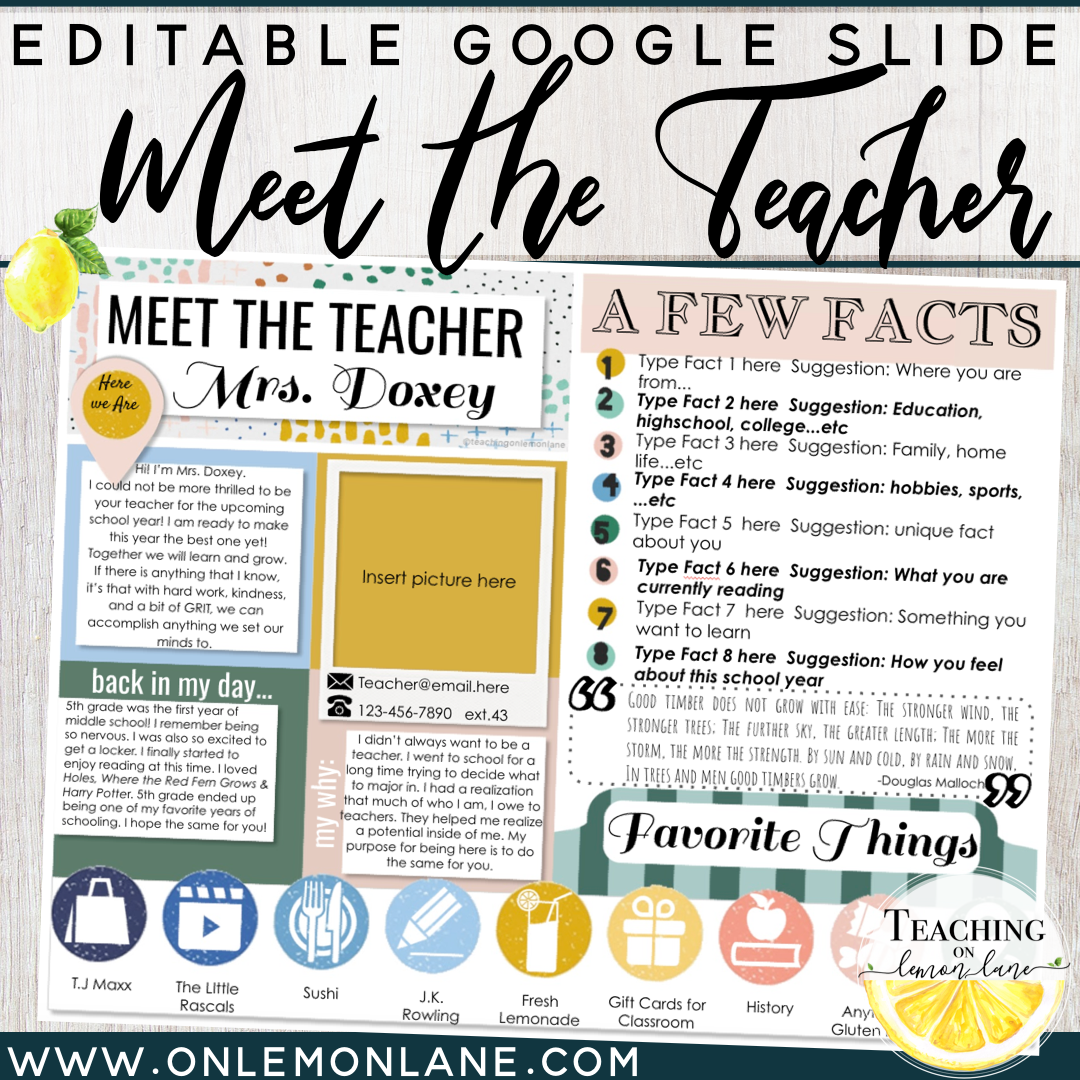 Meet the Teacher Open House Parent form Editable Template Google Back to  School Inside Meet The Teacher Template