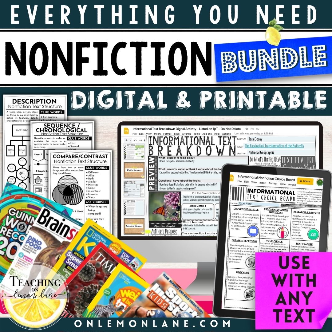 nonfiction articles with text features for middle school