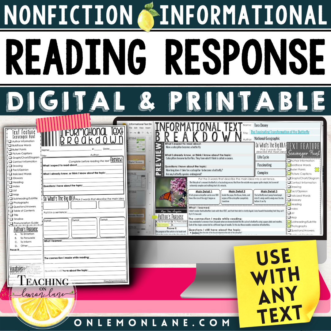 nonfiction articles with text features for middle school